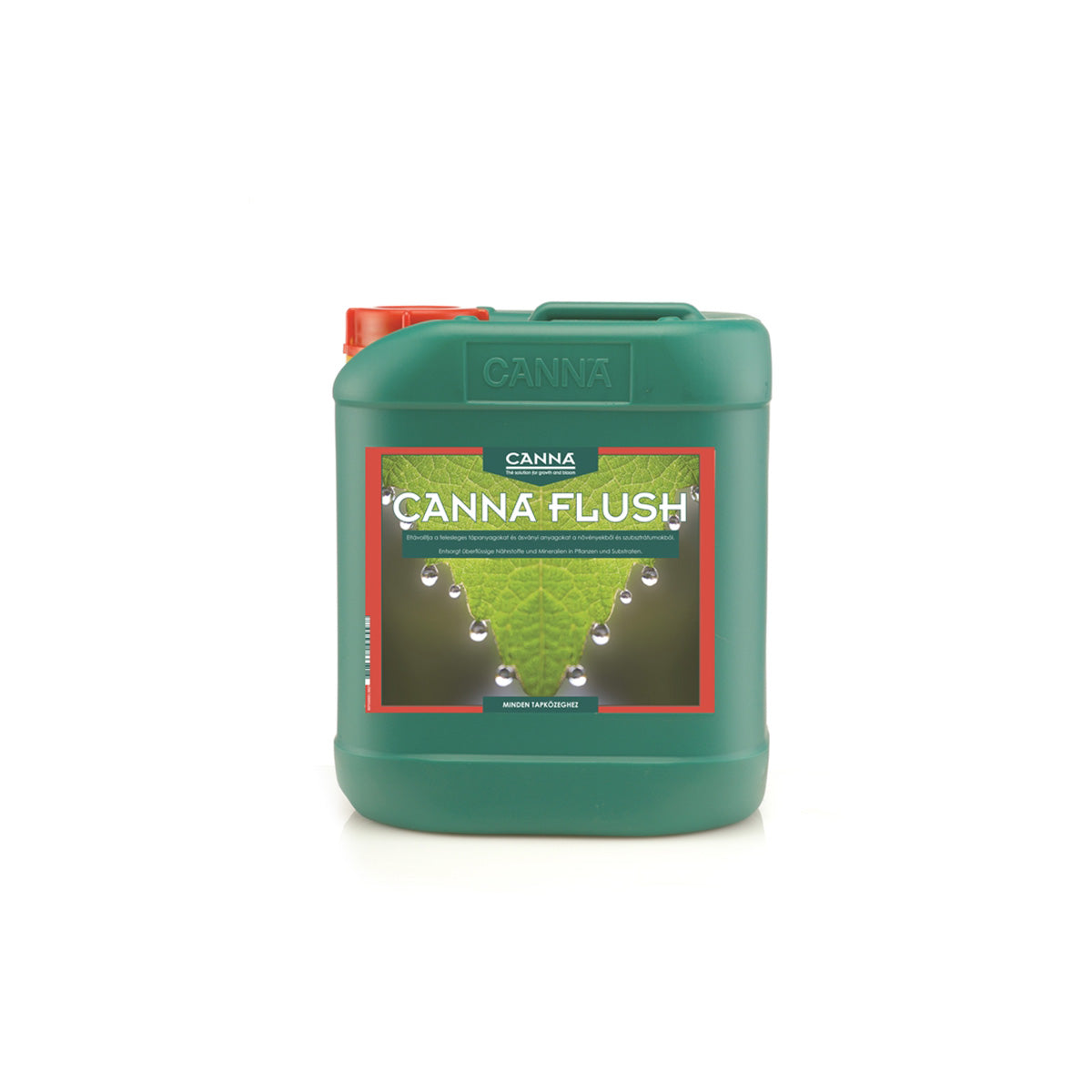 Pflanzenhilfsmittel Canna Start von der Marke Canna in einem grünen Kunststoffkanister mit Etikett und rotem Schraubdeckel vor einem weißen Hintergrund.