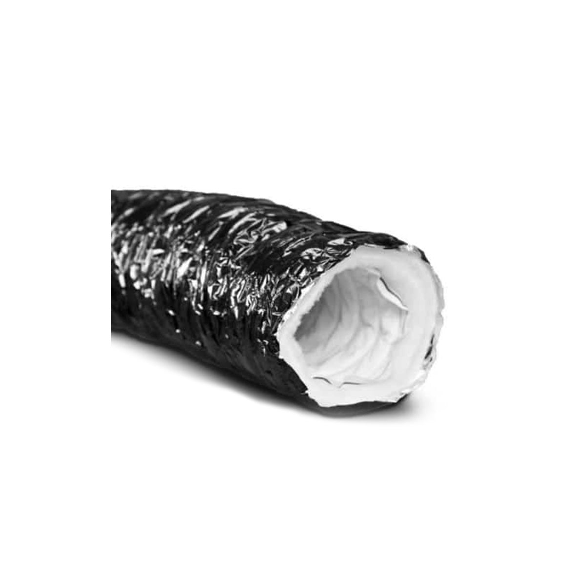 Luftschlauch von der Marke Phonic Trap. Außen schwarz und innen weiß. Auf einem weißen Hintergrund.