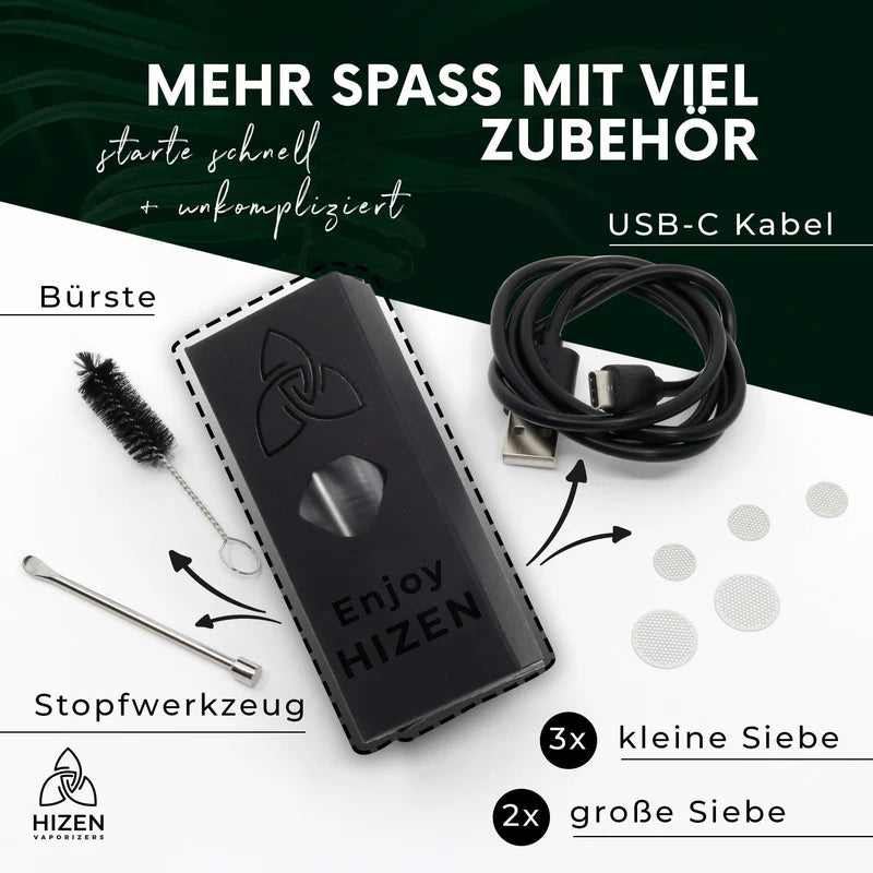 HiZen Stilus Pro Konvektion Vaporizer Lieferumfang